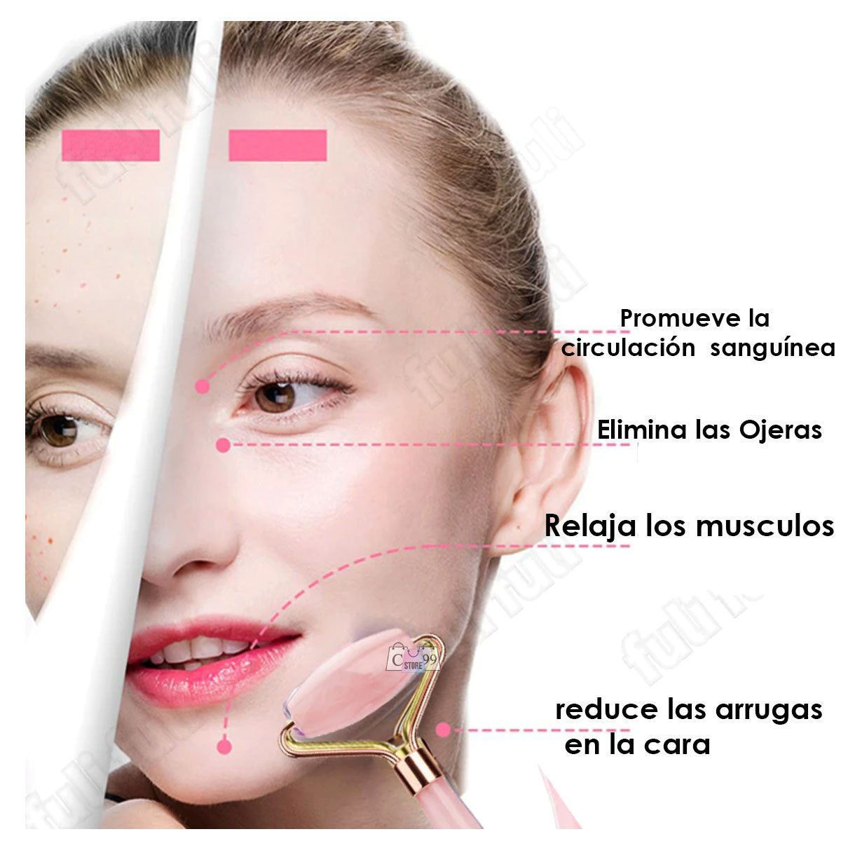 Rodillo Facial De Cuarzo Ruby Face